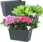 Window Box Planter 6 Pcs, 12.6 Inches Self Watering Rectangle Flower Plant Pots with Drainage Holes & Breathable Trays, Vegetable Planters for Windowsill Patio Garden Balcony Porch Yard (Dark Green)