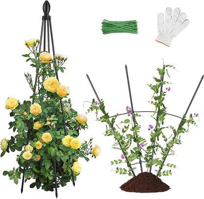 2 Pack Garden Trellis for Climbing Plants, Garden Trellis Rustproof Plastic Coated Metal Plant Support for Vegetables, Vines and Rose Bushes