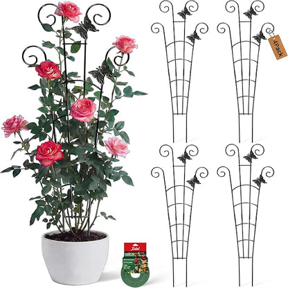 30'' Larger Plant Trellis Indoor, Expandable Metal Trellis for Climbing Plants Indoor, House Plant Climbing Support for Monstera Hoya Pothos, 4P