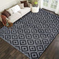 SAND MINE Waterproof Outdoor Rug 8x8 ft, Plastic Reversible Rug, Modern Area Rug, Large Floor Mat for Outdoors, RV, Patio, Backyard, Deck, Picnic, Beach, Camping (8' x 8', Black Grey Lattice)