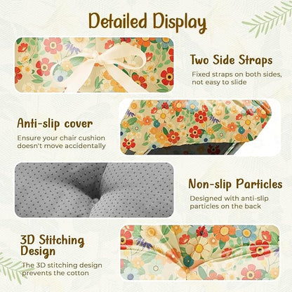4 Pack Outdoor Chaise Lounge Chair Cushion 75.1 x 22.8 x 4.7 Inches 100% Waterproof Replacement Cotton Patio Pool Lounge Chair Cushion for Outdoor Furniture with Ties,Daisy