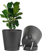 FaithLand 2-Pack 9 Inch Planter Pots for Indoor Outdoor Plants, Self Watering Flower Pots with Deep Reservoir, Black …