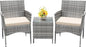 Devoko 3 Pieces Patio Furniture Sets Clearance PE Rattan Wicker Chairs with Table Outdoor Garden Porch Furniture Sets (Light Grey)