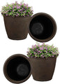 Sunnydaze 20-Inch Anjelica Large Plastic Pot for Plants - Outdoor Double-Walled Large Plastic Planter with Drillable Drainage Holes - Sable - 4pk
