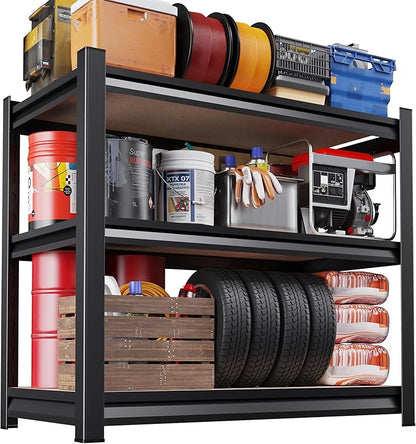 Garage Shelving,3 Tier Garage Storage Shelves,Adjustable Heavy Duty Metal Shelving Units and Storage Large Rack,Utility Steel Shelf For Shop Warehouse Industrial Pantry Basement Organizers 33"x35"x16"