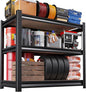 Garage Shelving,3 Tier Garage Storage Shelves,Adjustable Heavy Duty Metal Shelving Units and Storage Large Rack,Utility Steel Shelf For Shop Warehouse Industrial Pantry Basement Organizers 33"x35"x16"