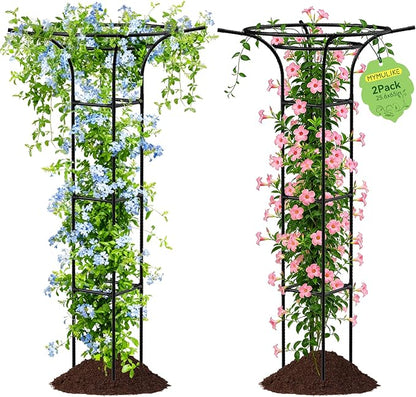Garden Trellis for Climbing Plants Outdoor, 65 Inch Mushroom Top Trellis for Climbing Plants, Plant Trellis Support for Potted Plants Climbing Vine Rose Clematis Vegetable Trellis, 1 Pack (2)