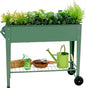Raised Garden Bed with Legs and Wheels Removable for Outdoor, 31.6 * 14.6'' Metal Planter Raised Box for Growing Vegetables Herb Flower in Patio (Green)