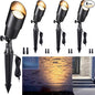 Gardenreet Brass Landscape Lighting - Black Outdoor Low Voltage Spotlights LED, 12V Wired Uplights, Waterproof Spot Lights for Outside Trees Without MR16 Bulb (4 Pack)