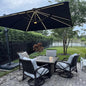 PURPLE LEAF 10 Feet Patio Umbrella with Base Outdoor Cantilever Solar Powered LED Square Umbrella Aluminum Offset Umbrella with 360-degree Rotation for Garden Deck Pool Patio, Grey
