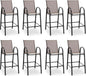 HOMREST Outdoor Bar Height Stools Set of 8,High Back Patio Chairs with Armrests,Textilene Chairs with Breathable Fabric & Metal Frame for All Weather,Taupe