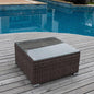 COSIEST Outdoor Furniture Brown Wicker Glass-Top Coffee Table for Expanding Sectional Sofa Set for Garden, Pool, Backyard