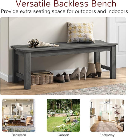 Stoog Outdoor Bench, 2-Person Outdoor Poly Lumber Backless Bench, Weatherproof Garden Bench, Never Rot or Fade, Suit for Church, Backyard, Porch and Park, Grey