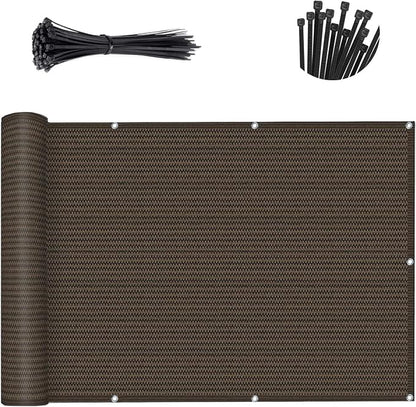 SUNNY GUARD Customized 2'6''x9' Brown Balcony Privacy Screen, 92% Shade - Image 2