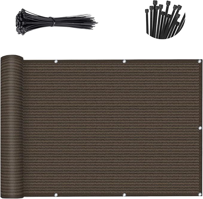 SUNNY GUARD Customized 2'6''x35' Brown Balcony Privacy Screen, 90% Shade - Image 2