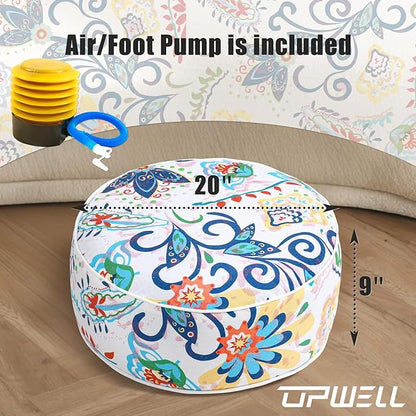 UPWELL Waterproof Inflatable Outdoor Ottoman Pouf,Portable Patio Footrest, Durable & Stylish, Perfect for Garden, Pool, Camping & Home Use - D20 xH9（ZenBase）
