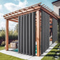 NICETOWN 2 Panels Outdoor Curtains for Patio Waterproof 108" Length, Thermal Insulated Rustproof Top and Bottom Grommet Fixed Weighted Blackout Outdoor Drapes for Porch/Gazebo, Grey, W84 x L108
