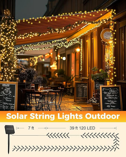 Brightown Solar String Light for Outside, 50Ft 120 LED Solar Lights Outdoor Waterproof, Solar String Lights Outdoor with 8 Modes, for Outside Garden Tree Party Decor(Warm White)