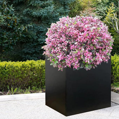 Galvanized Steel Planter Box Black Metal Planter 20Inch Large Square Indoor Outdoor Planters Cube Steel Heavy Duty Flower Pot Powder Coating Modern Commercial Residential for Patio, Deck, Yard, Garden
