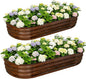 Galvanized Raised Garden Bed Outdoor, Large Raised Bed for Gardening, 2Pcs 6x3x1ft Oval Metal Planter Box for Vegetables, Fruits, Flowers, Dark Brown Wood Grain