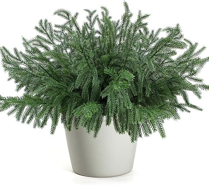 Artificial Norfolk Pine Branches 24 Count 18 Inch Green PE Stems