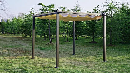 VEVOR 10'x10' Outdoor Retractable Pergola with Canopy, Aluminum Pergola with Retractable Canopy, Modern Style, Sun Shade for Patios, Gardens, Decks, Backyards (Beige)