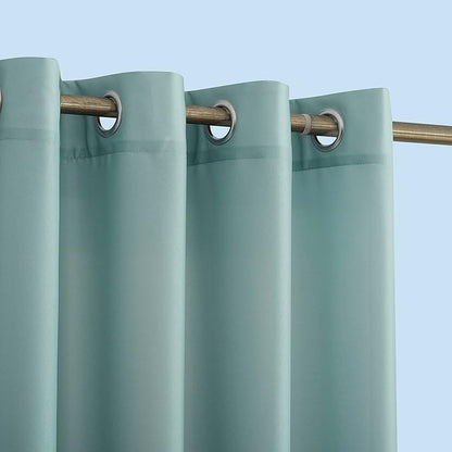 Sun Zero Marina Indoor/Outdoor UV Protectant Energy Efficient Grommet Curtain Panel, 54" x 84", Soft Teal