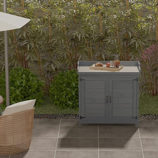 Outdoor Garden Patio Wooden Storage Cabinet Furniture Waterproof Tool