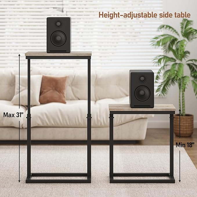 TUTOTAK End Table, Side Table, Tall Couch Table, Sofa Table, Living Room, Bed Room, Greige TB01BG0832
