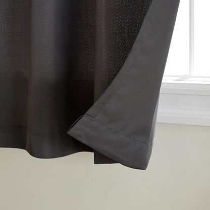 TOWN & COUNTRY BASICS Cabana Solid Heavyweight Indoor Outdoor Curtains, Light Filtering Opacity with Grommet Top, Water Repellent, 2-Pack Set, 54"x108", Charcoal