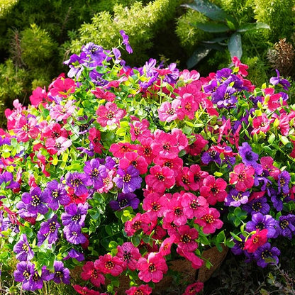 Artificial Flowers for Outdoor, UV Resistant Fake Silk Flowers, Realistic Faux Plants for Outside Indoor Porch Patio Window Box Planter Home Decor (20, Purple)
