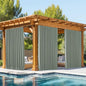 NICETOWN 2 Panels Outdoor Curtains Waterproof Pocket & Back Tab on Top & Bottom, Thermal Insulated Windproof Sun Blocking Outside Privacy Drapes for Patio with Fixed Rope, W84 x L84, Sage Green