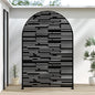 Casaphoria 72" H x 47" W Arched Metal Privacy Screen - Elegant Freestanding Outdoor Screen for Deck, Patio & Balcony - Versatile Decorative Privacy Panels for Home & Garden Use，Black-Shine