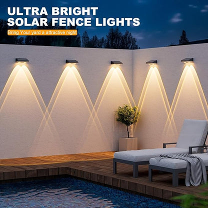 NIORSUN Solar Fence Lights,12 Pack Deck Light,Led Lights Warm White Outdoor Wall Lights,IP45 Solar Powered Light Waterproof for Backyard/Pool/Railing/Patio/Porch/Step/Outside/Garden (Black)