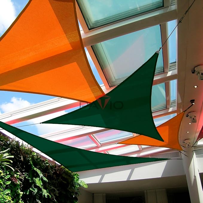 Patio Paradise 24' x 24' x 24' Sun Shade Sail Triangle Canopy Shade Cloth Fabric Sunlight Block Patio Pergola Cover HDPE Deck Awning for Outdoor Backyard Roof Shading, Green