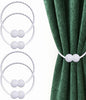 Hion Magnetic Curtain Tiebacks White 4 Pack, Curtain Tiebacks Buckles Holdbacks Holders Hooks Clip for Home Bedroom Office Decorative Thick or Thin Curtain