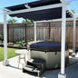PURPLE LEAF 10' x 10' Outdoor Aluminum Pergola White Heavy-Duty Retractable Patio Metal Pergola with Double Sun Shade Canopy for Backyard Gardens Deck, Navy Blue