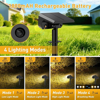 Solar Spot Lights Outdoor Waterproof IP65, [8 Pack/100 LED/4 Modes] Solar Landscape Spotlights, Auto On/Off High Lumens Spot Lights for Yard Garden Pathway(Warm White)