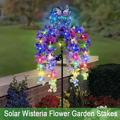 Solar Lights Outdoor Pathway,Wisteria Flower Garden Stakes,Colorful LED Lights for Yard,Patio,Lawn,Solar Powered Garden Decortions,Spring Gifts for Women