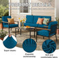 Cushion Covers, 14-Piece Stretch Outdoor Set in Peacock Blue