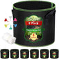5 Gallon Fabric Grow Bags 6-Pack, Thickened Aeration Planter Bags with Handles Plant Tags Seedling Bags for Outdoor Indoor Vegetable Garden, Black