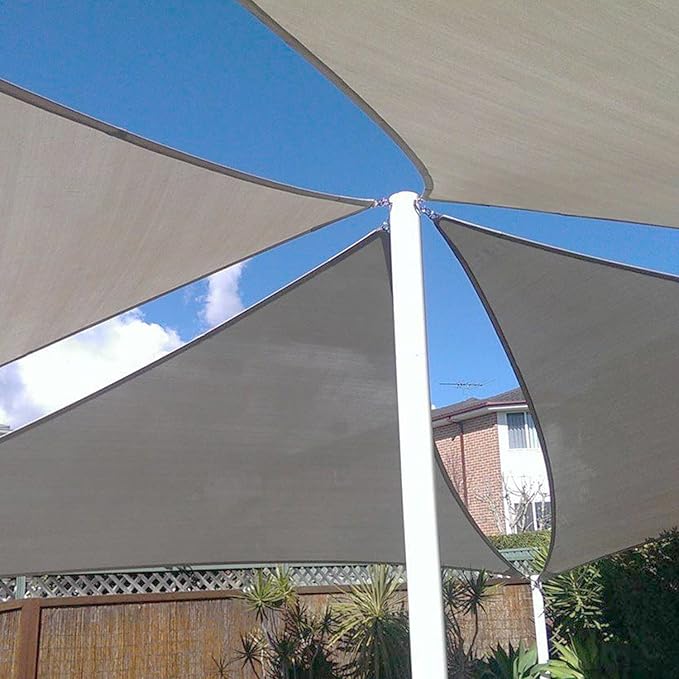 E&K Sunrise 19' x 19' x 19' Sun Shade Sail Triangle Canopy Shade Cover UV Block for Patio Backyard Garden Outdoor (Light Gray)