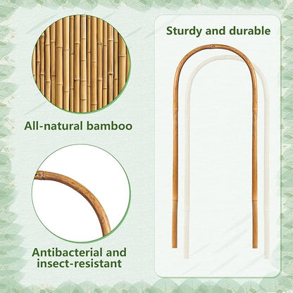 Bamboo Trellis, 20 Pack U-Hoop & U-Shape Garden Trellis with Twist Ties, 16" for Indoor & Outdoor Plants