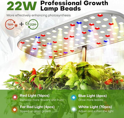 Ahopegarden Hydroponics Growing System Kit Indoor Herb Garden with Grow Light 12 Pods, with LCD Touch Panel Hydroponic Planter, Planting Height Up to 17", Grower Harvest Fresh Veggie Lettuce, White