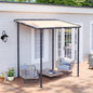Aoxun 8x5 Lean to Gazebo Outdoor Pergola with Water Resistant & UV-Resistant, Wall-Mounted Canopy with Sloped Roof for Backyard, Deck, Patio or Garden Khaki