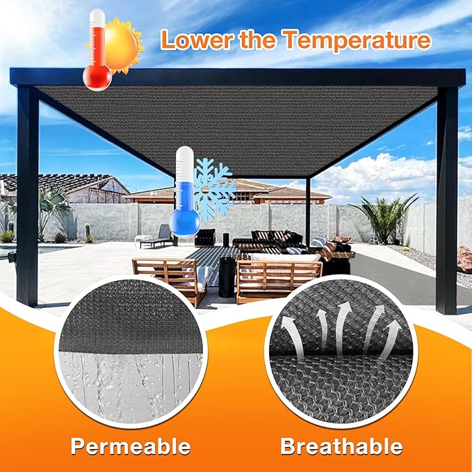 Artpuch Outdoor Pergola Shade Cover 5x7 FT Sun Shade Cloth with Grommets Dark Grey 90% UV Protection Canopy Patio Privacy Screen (Customized Available)