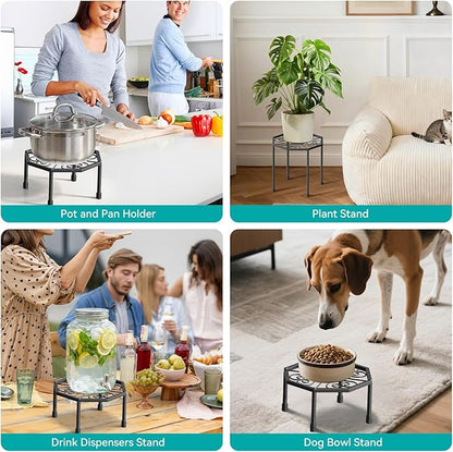 5-Pack Metal Plant Stands for Outdoor Indoor, Anti-Rust Iron Flower Pot Stand, Heavy Duty Plant Pot Shelf for Multiple Plant, Decoration Racks for Home, Patio & Garden (Black)