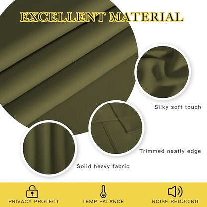 NICETOWN Blackout Curtain for Girls Room - Thermal Insulated Solid Grommet Room Darkening Panel/Drape for Girls' Bedroom (Olive Green, Single Panel, 52 by 54-inch)