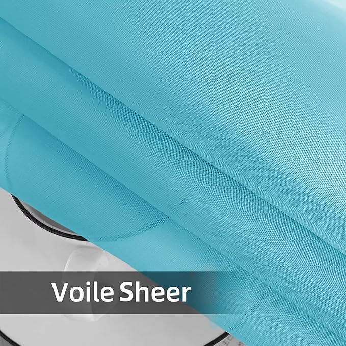 SpaceDresser Waterproof Outdoor Sheer Curtains for Patio - 2 Panels Rod Pocket Indoor Voile Sheer Curtain for Living Room,52W x 120L inch,Aqua