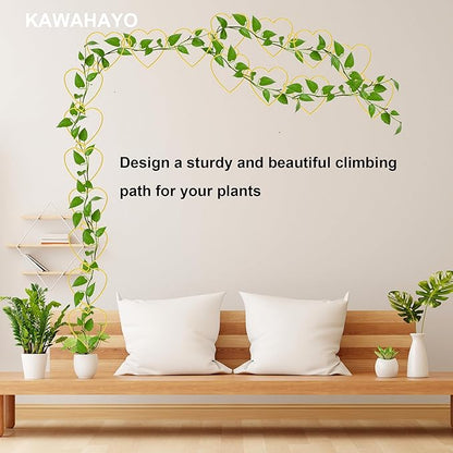 20 Pcs Chain Trellis for Climbing Plants Indoor Outdoor, Plant Trellis, Garden Plant Wall Trellis, Vine Support Houseplant Accessories for Monstera, Pothos, Ivy, Climbing Plants (Gold Heart)